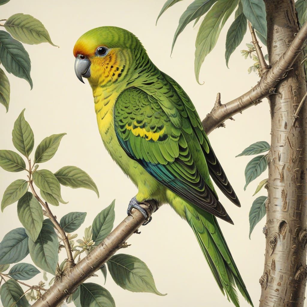 Carolina Parakeet: A Detailed Watercolor Study