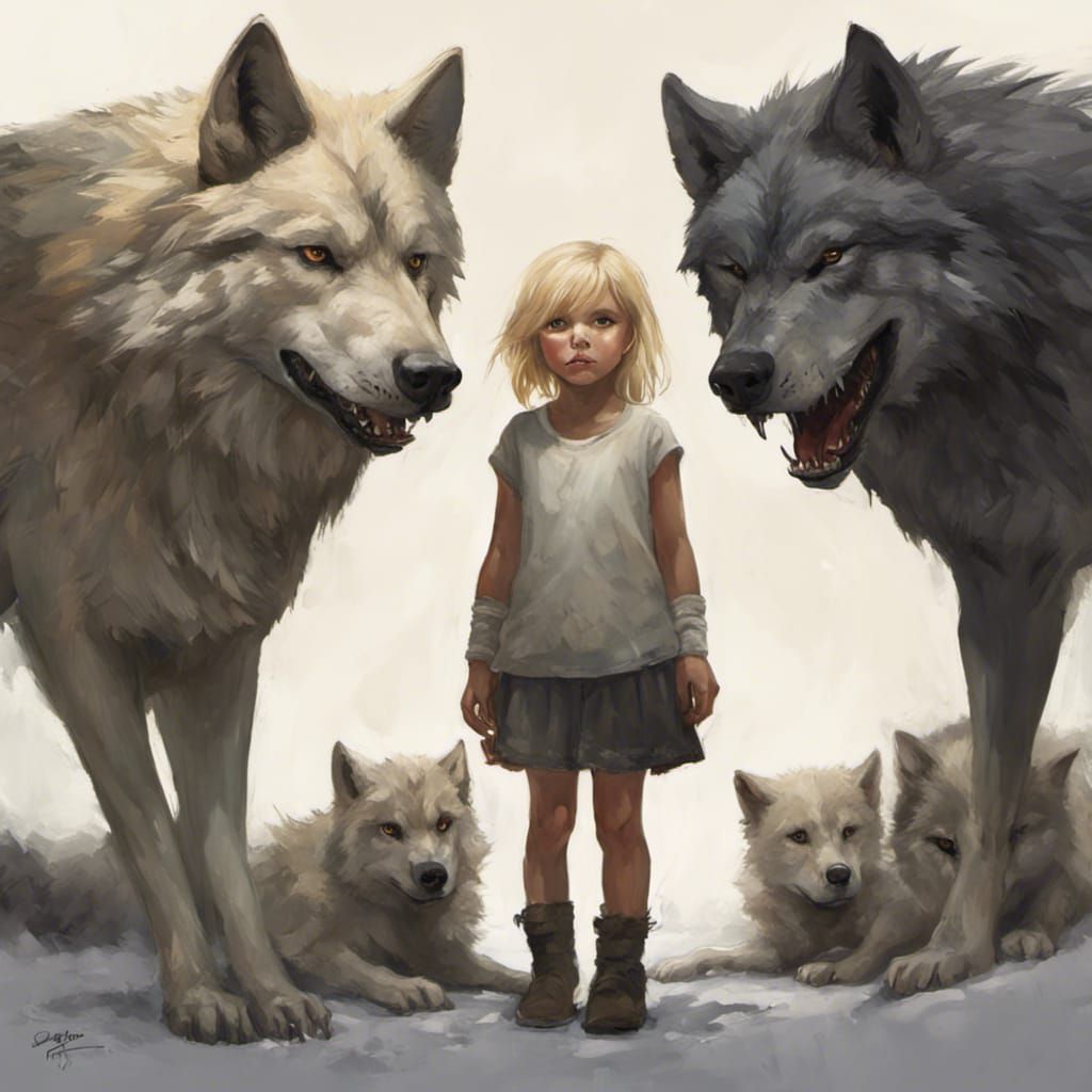 Blonde Girl with Wolves in Sinister Style