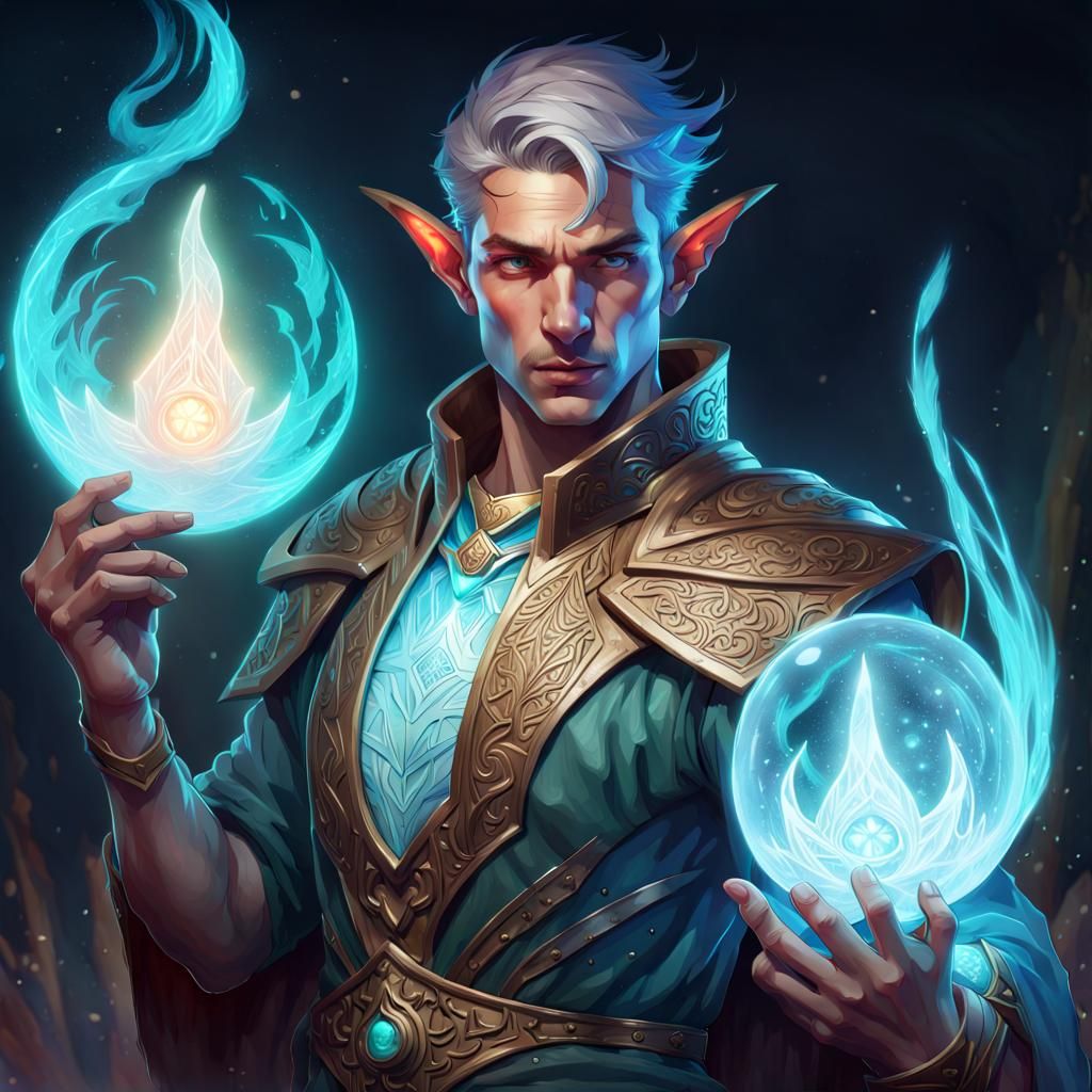 Astral Elf Portrait in Art Nouveau Style