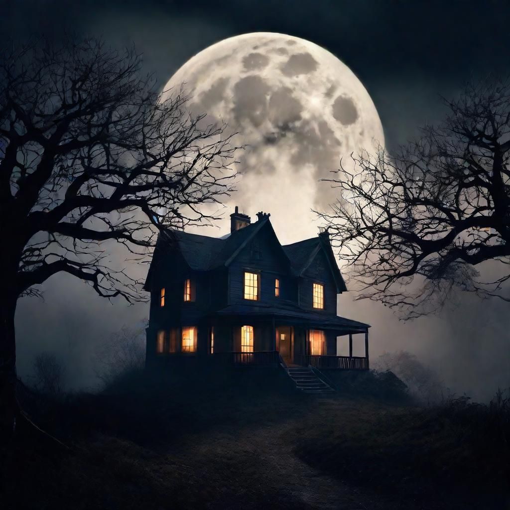 Eerie Haunted House on Foggy Hill: Digital Matte Painting