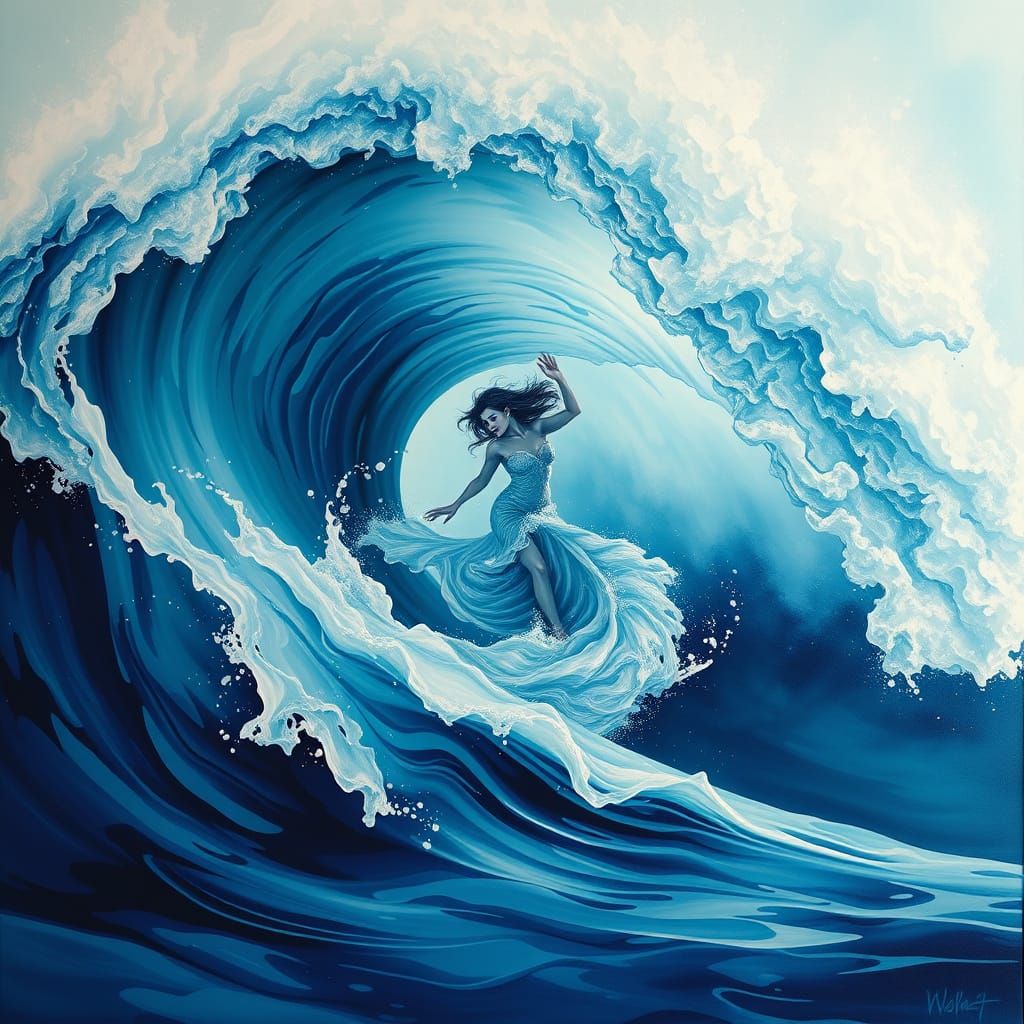 Enchanted Mermaid as a Shimmering Water Wave