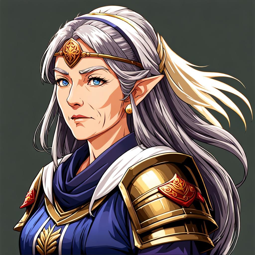 Pixel Art Portrait of an Old Warrior Woman