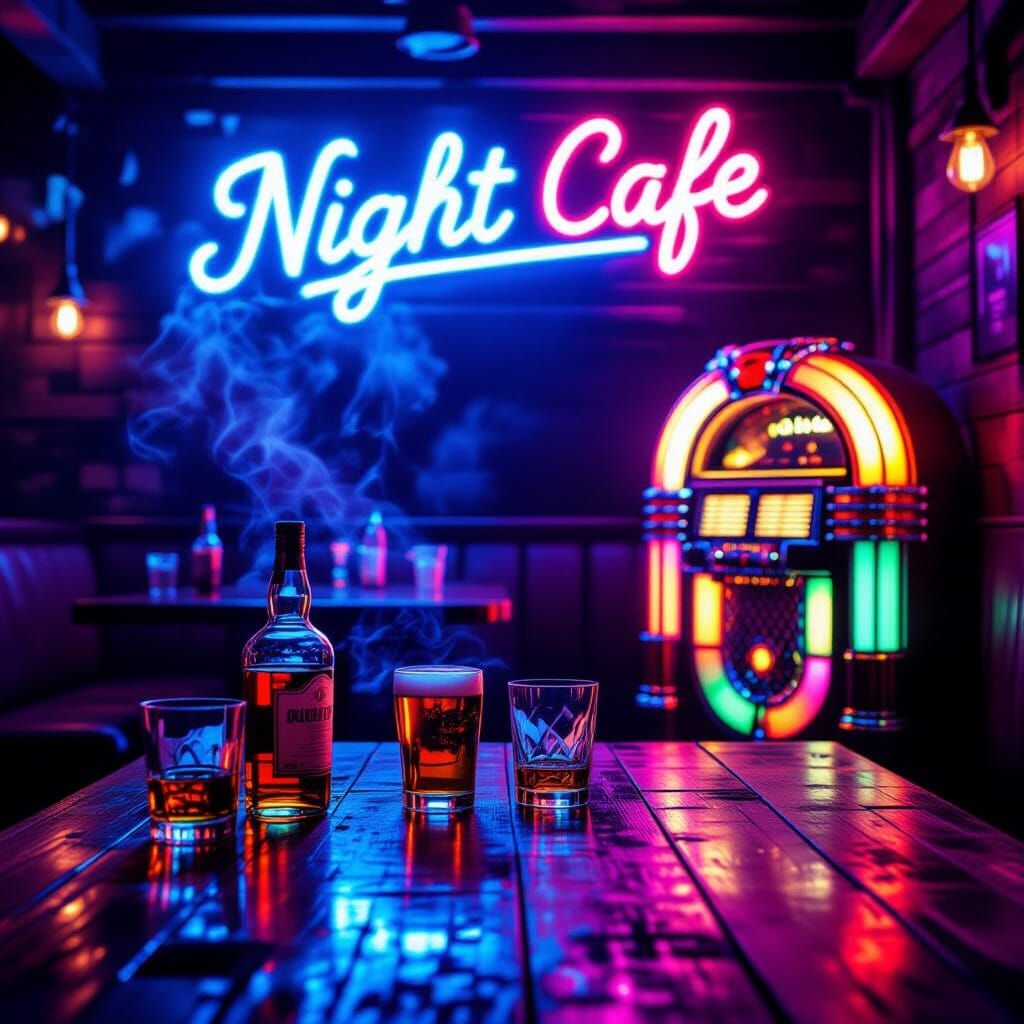 Rustic Country Bar with Neon Lights