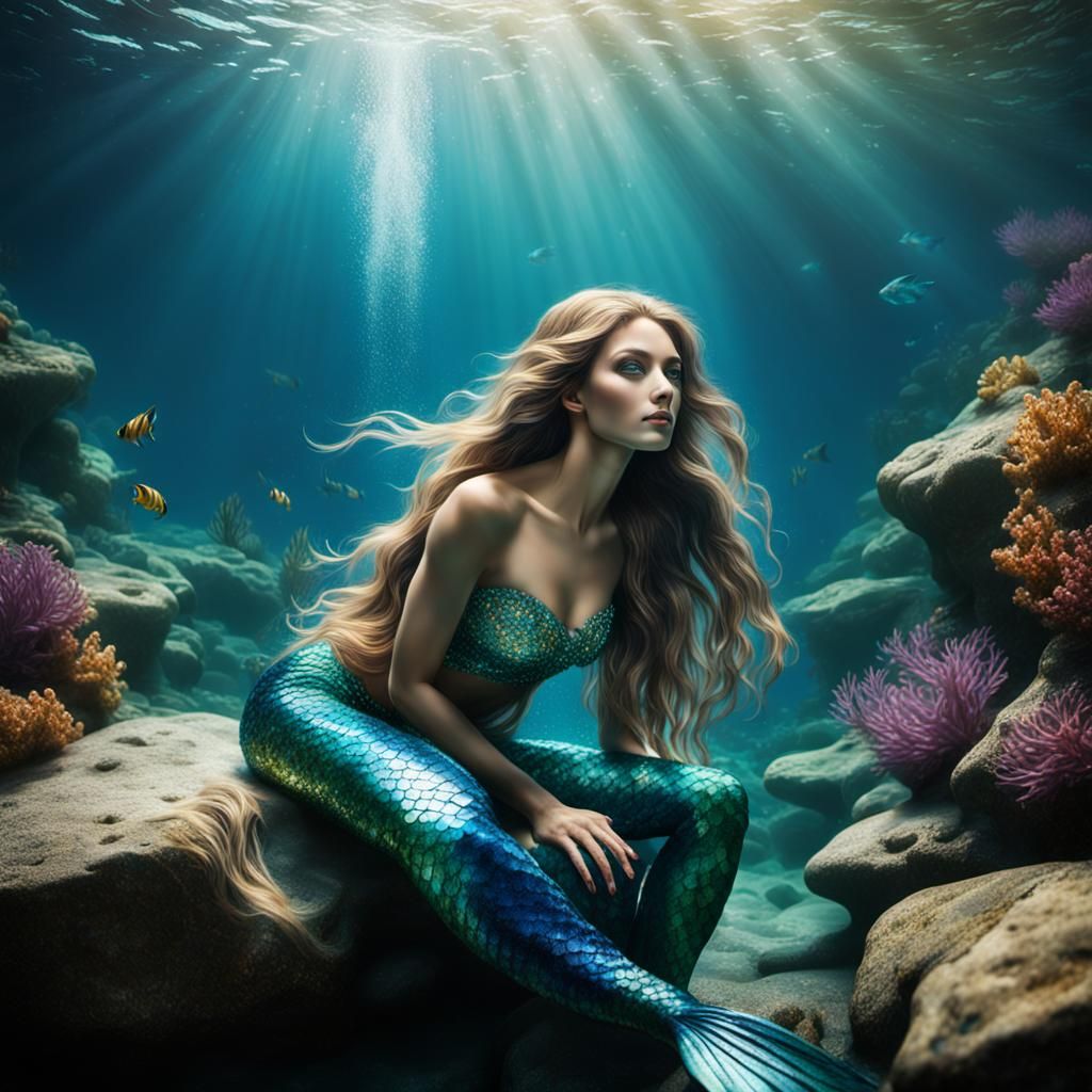 Majestic Mermaid in Glamorous Underwater Photography