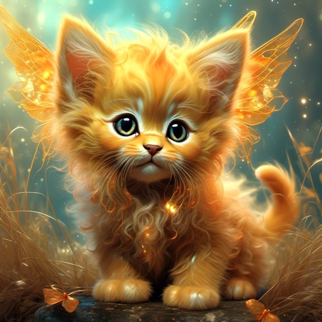Ethereal Winged Kitten in Dreamlike Style