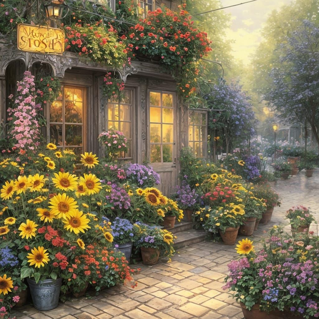 Sunflower Storefront in Ethereal Fantasy Style