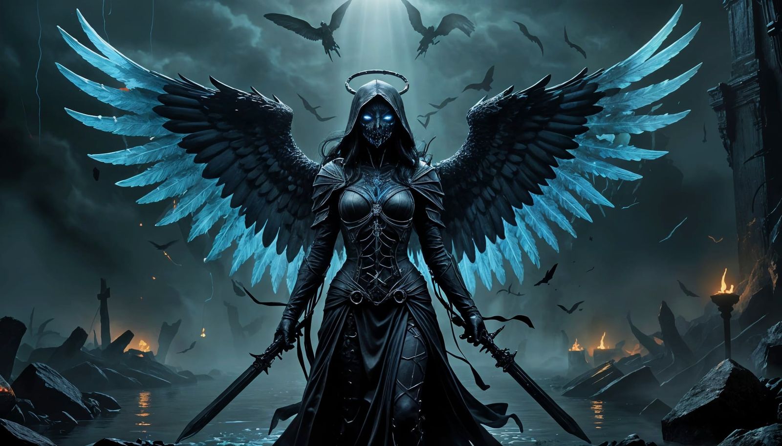 Mysterious Angel of Death in Dark Underworld Realm
