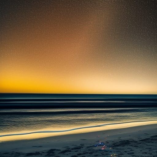 Sparkling Stars Over Dark Beach Skies