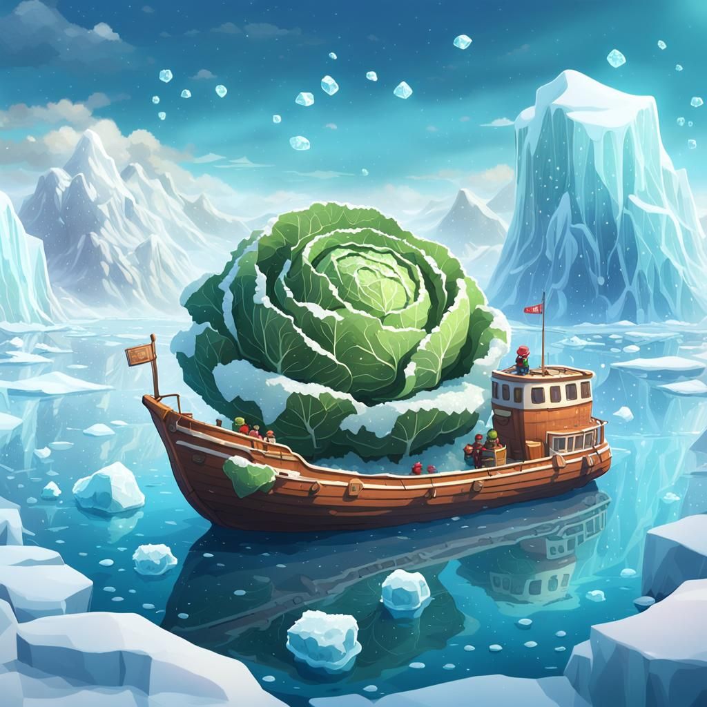 Giant Cabbage by Arctic Ship: Anime-Inspired 3D Render