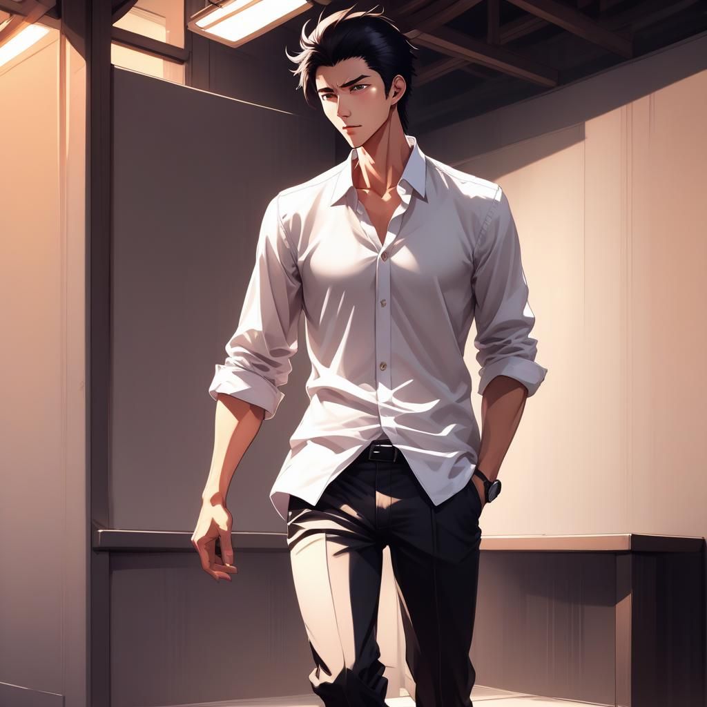 Anime Style Portrait of Tall Asian Man