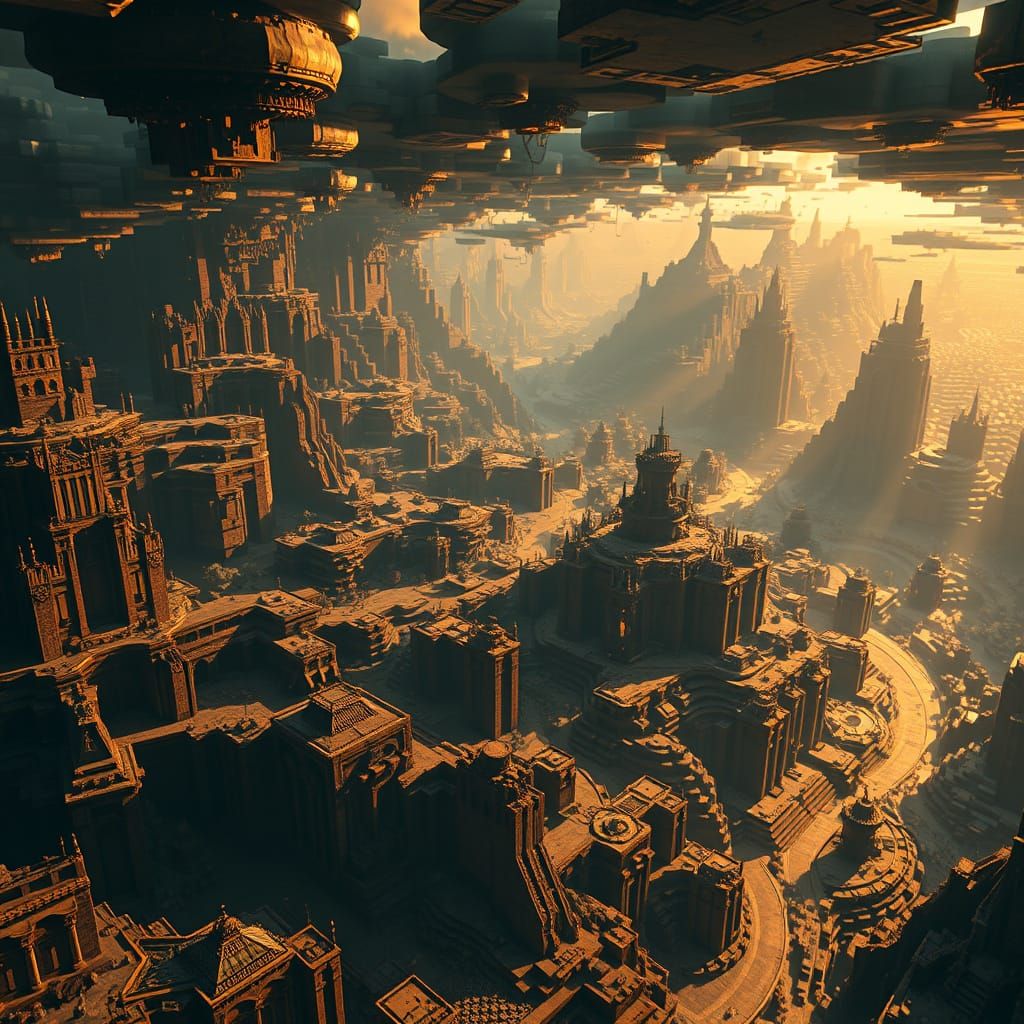 Epic Minecraft Landscape in Dark Futuristic Style