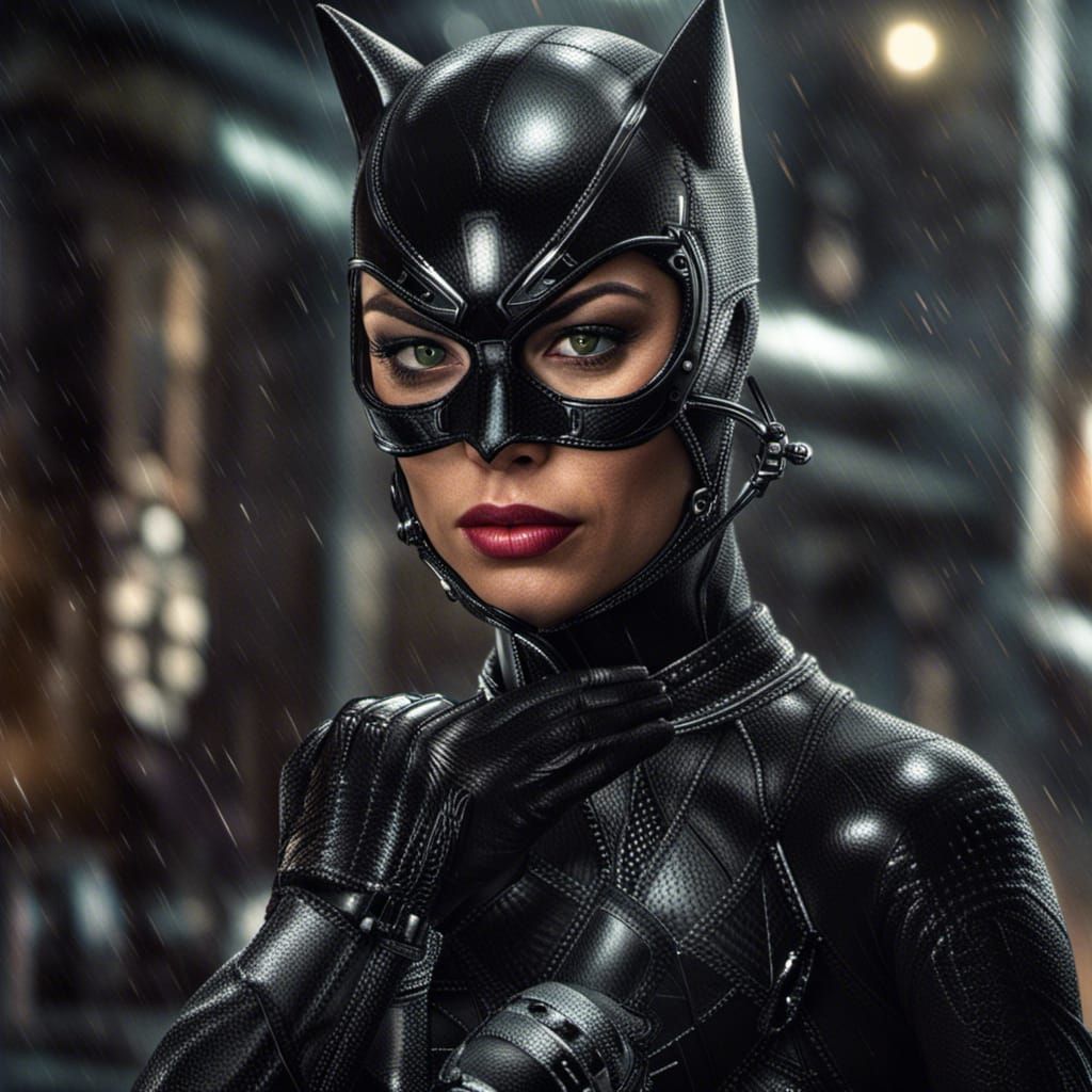 Hyperrealistic Catwoman Portrait in Cinematic Style