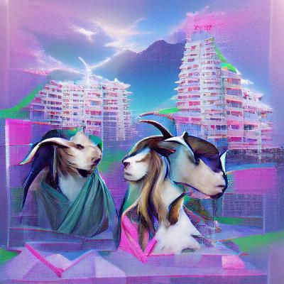 Vaporwave Goats in Neon Surrealism