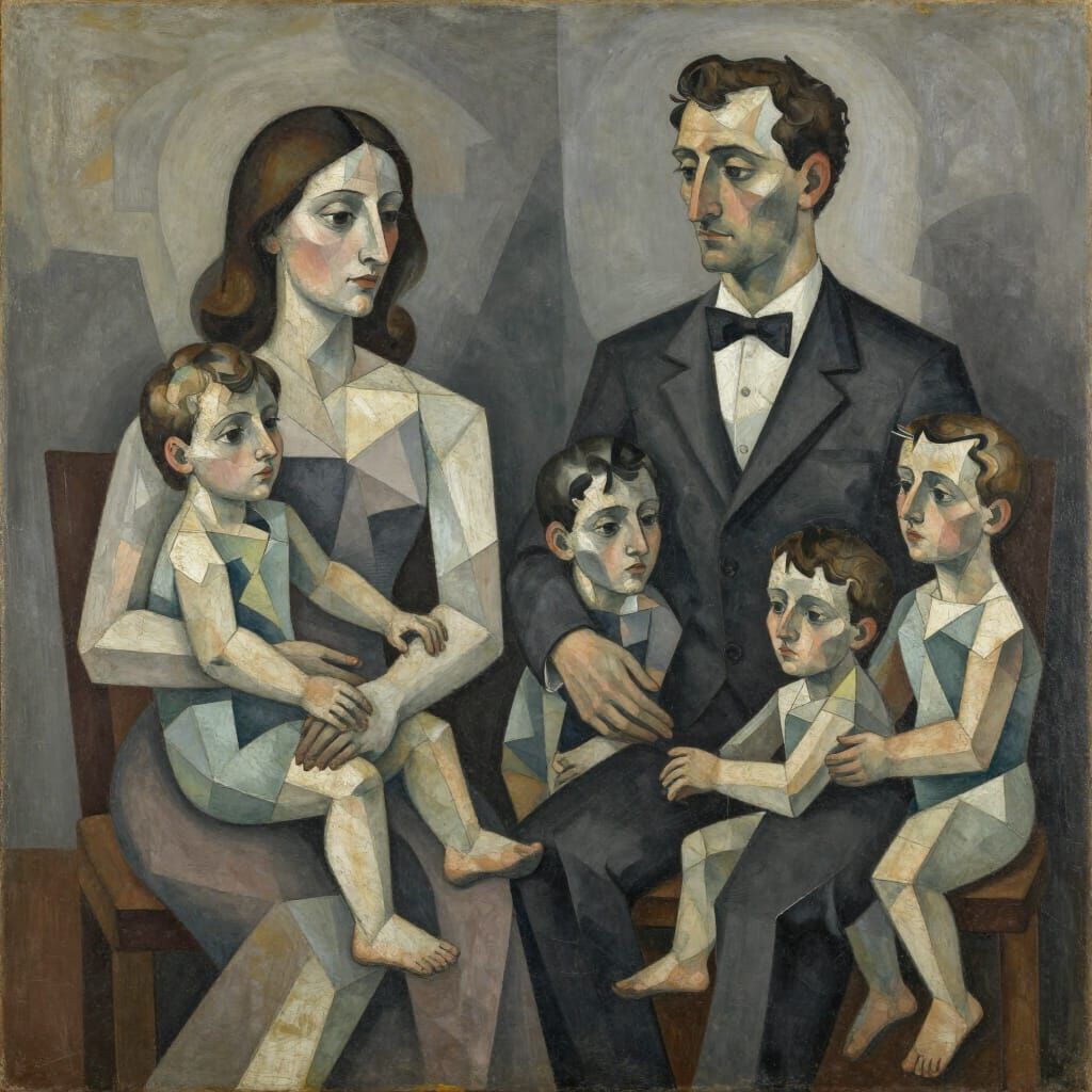 Family Portrait in Analytical Cubism Style