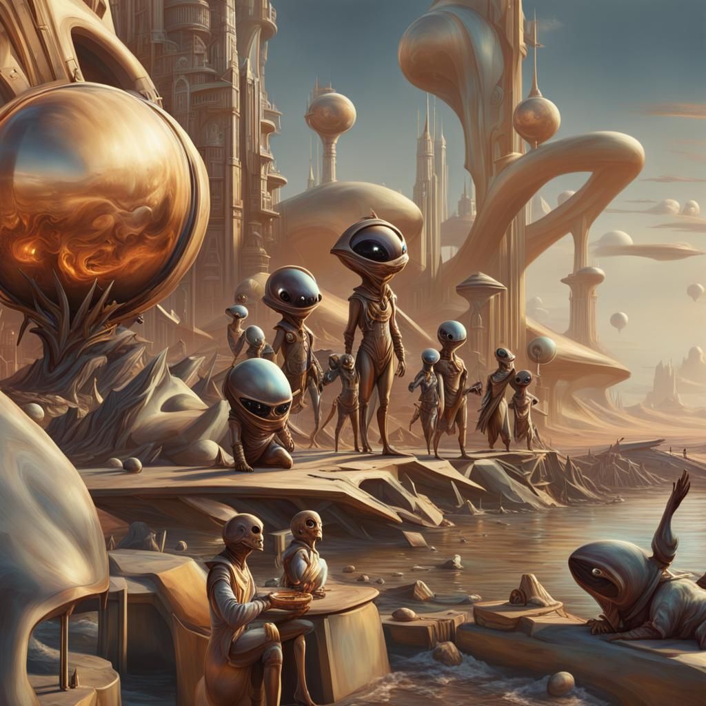 Alien Cartoon Party on an Extraterrestrial World