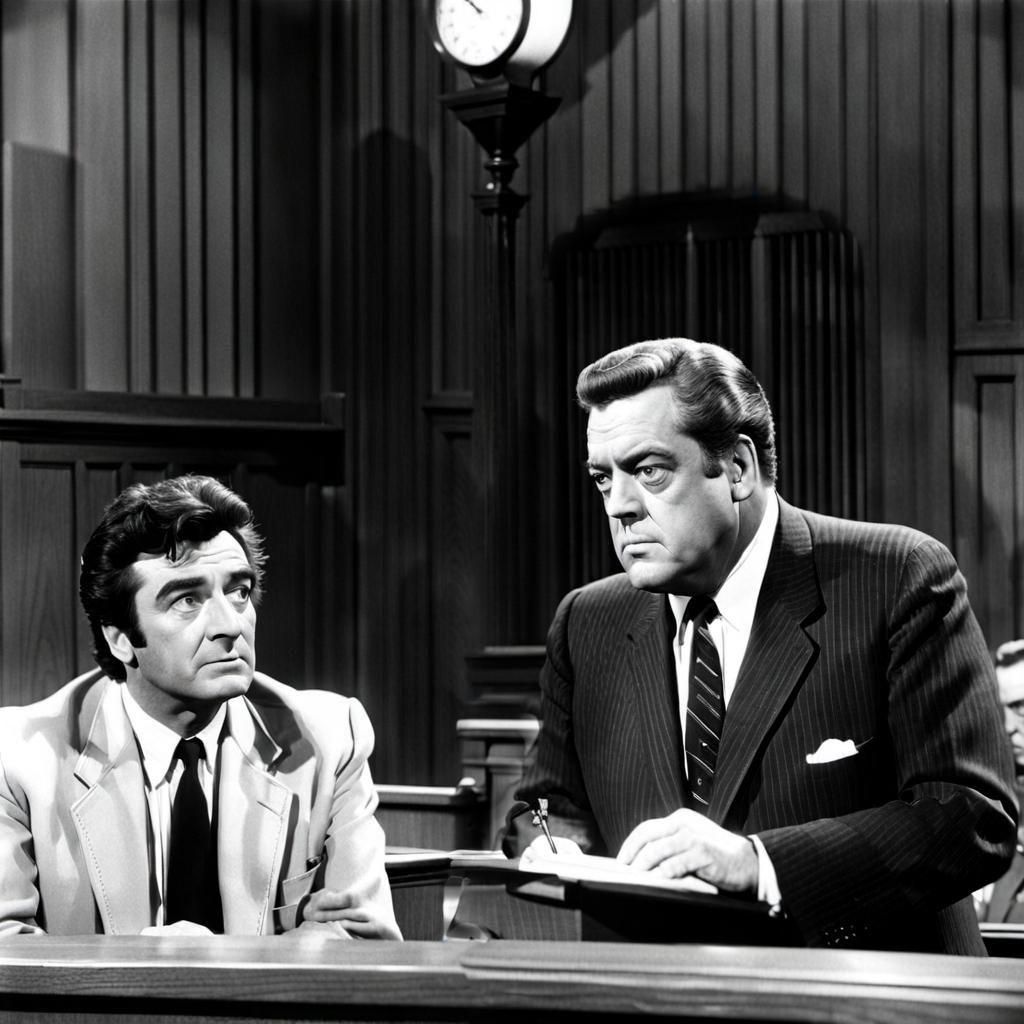 1960s Courtroom Scene in Black and White