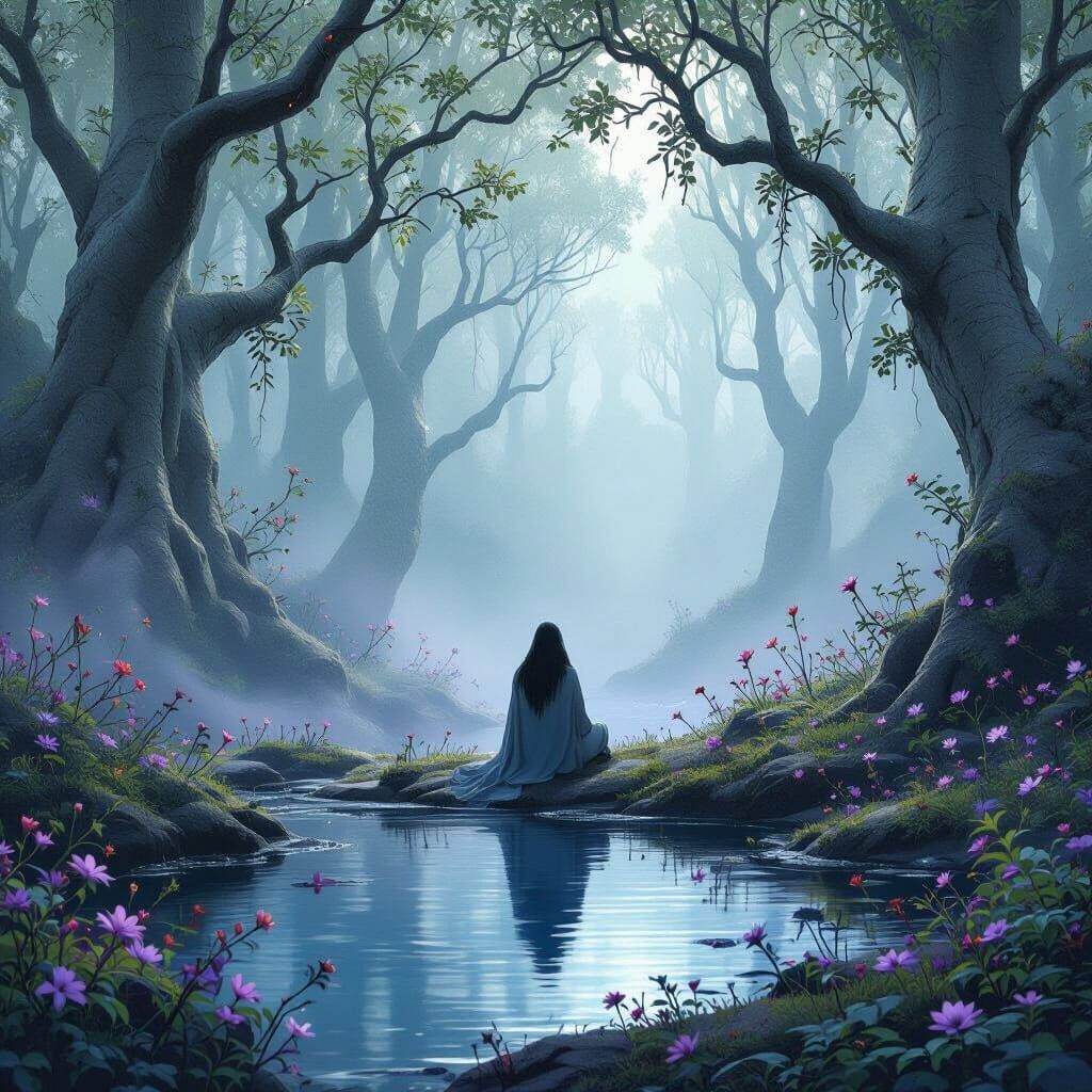 Enchanting Feywild Glade with Tranquil Pool