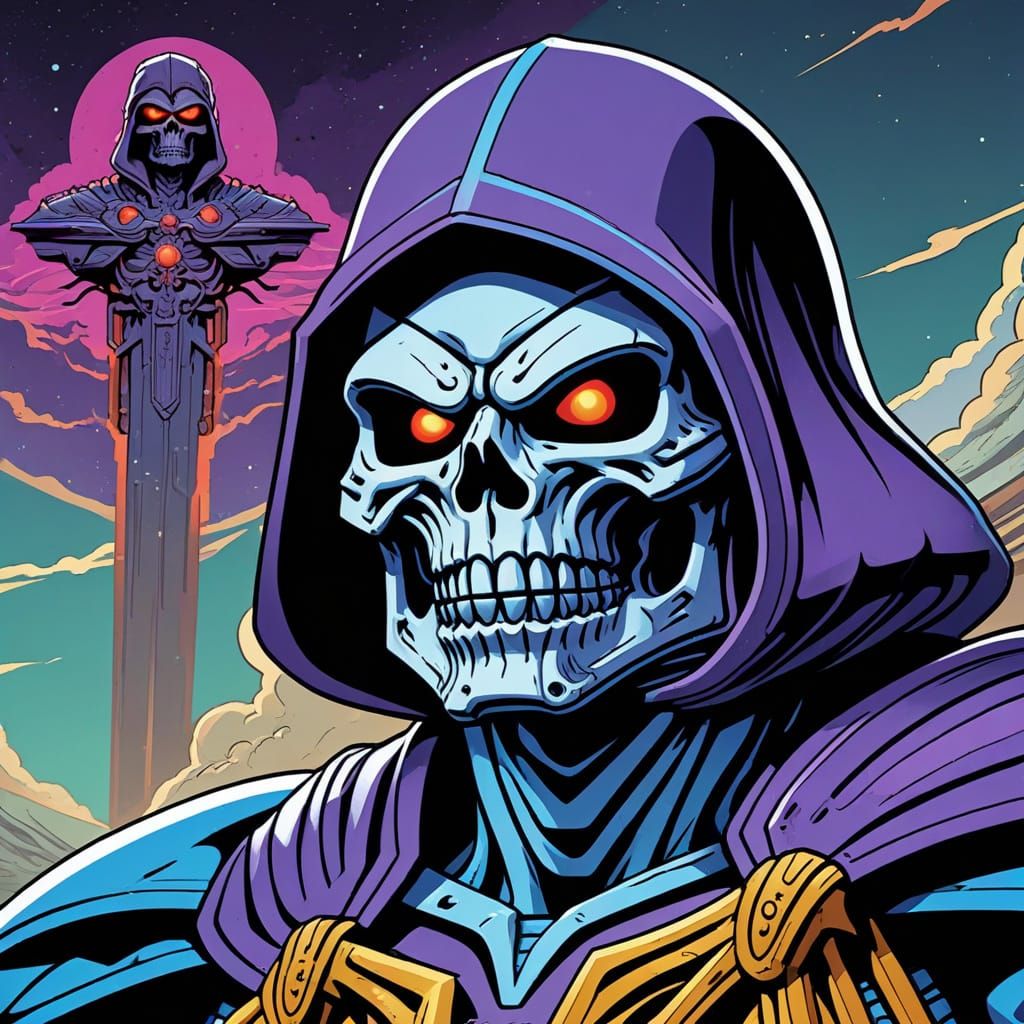 Skeletor in Classic Comic Book Art Style