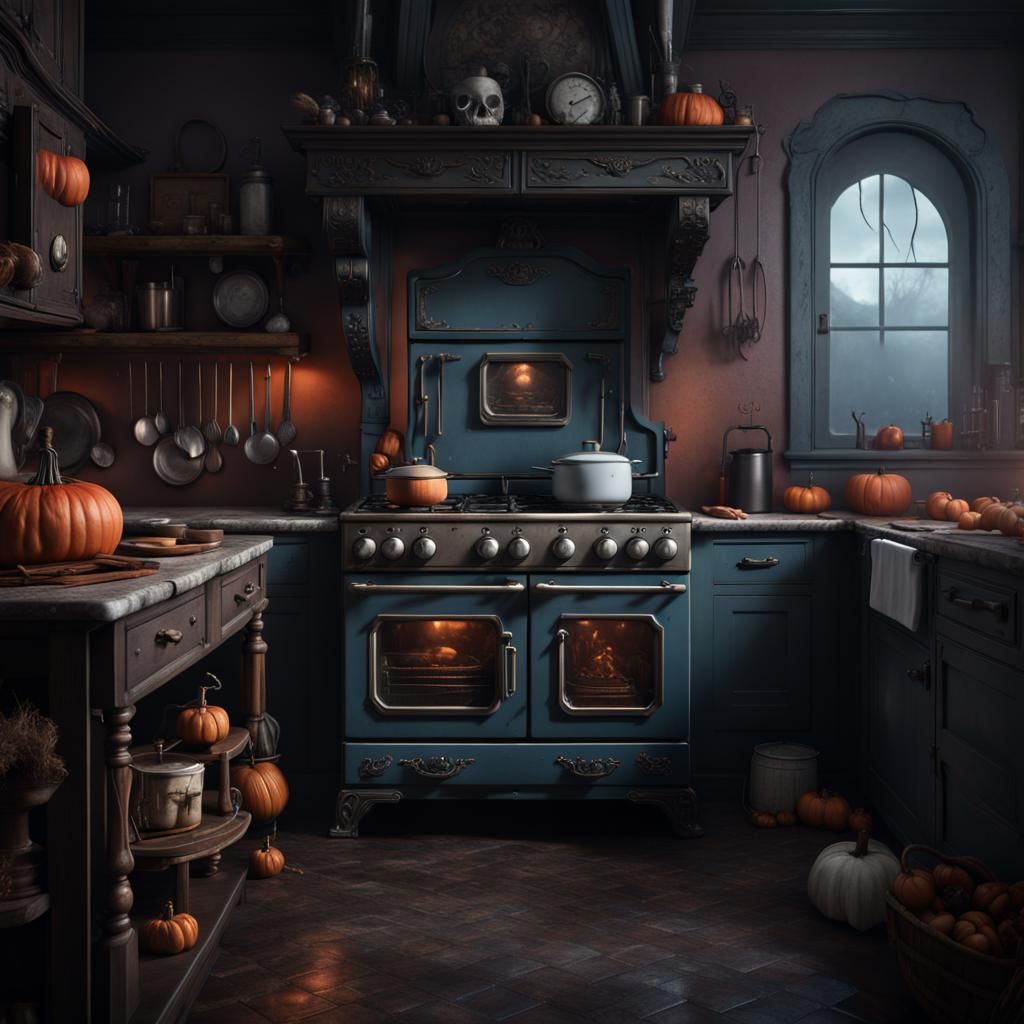 Spooky Haunted Kitchen Appliances: Detailed Matte Painting