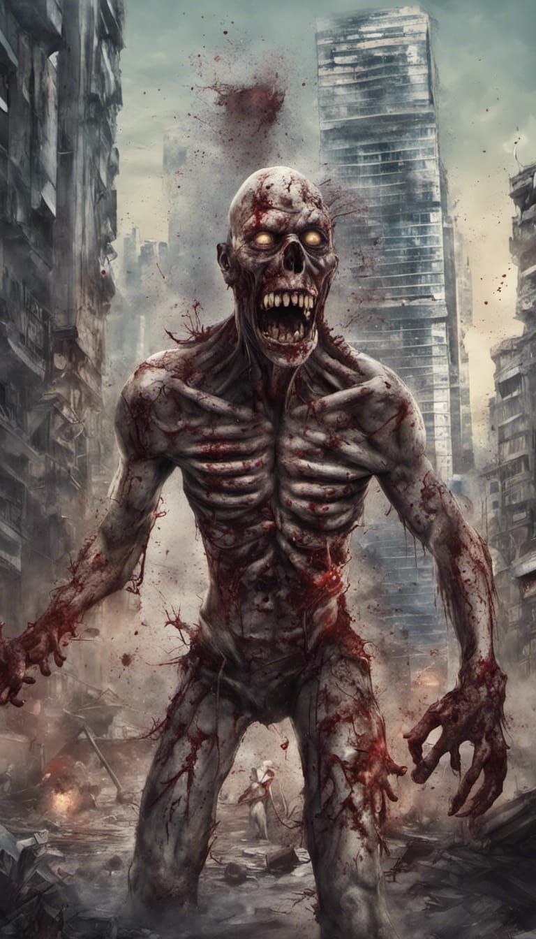 Zombie Apocalypse Bridge Battle in Graffiti Art Style