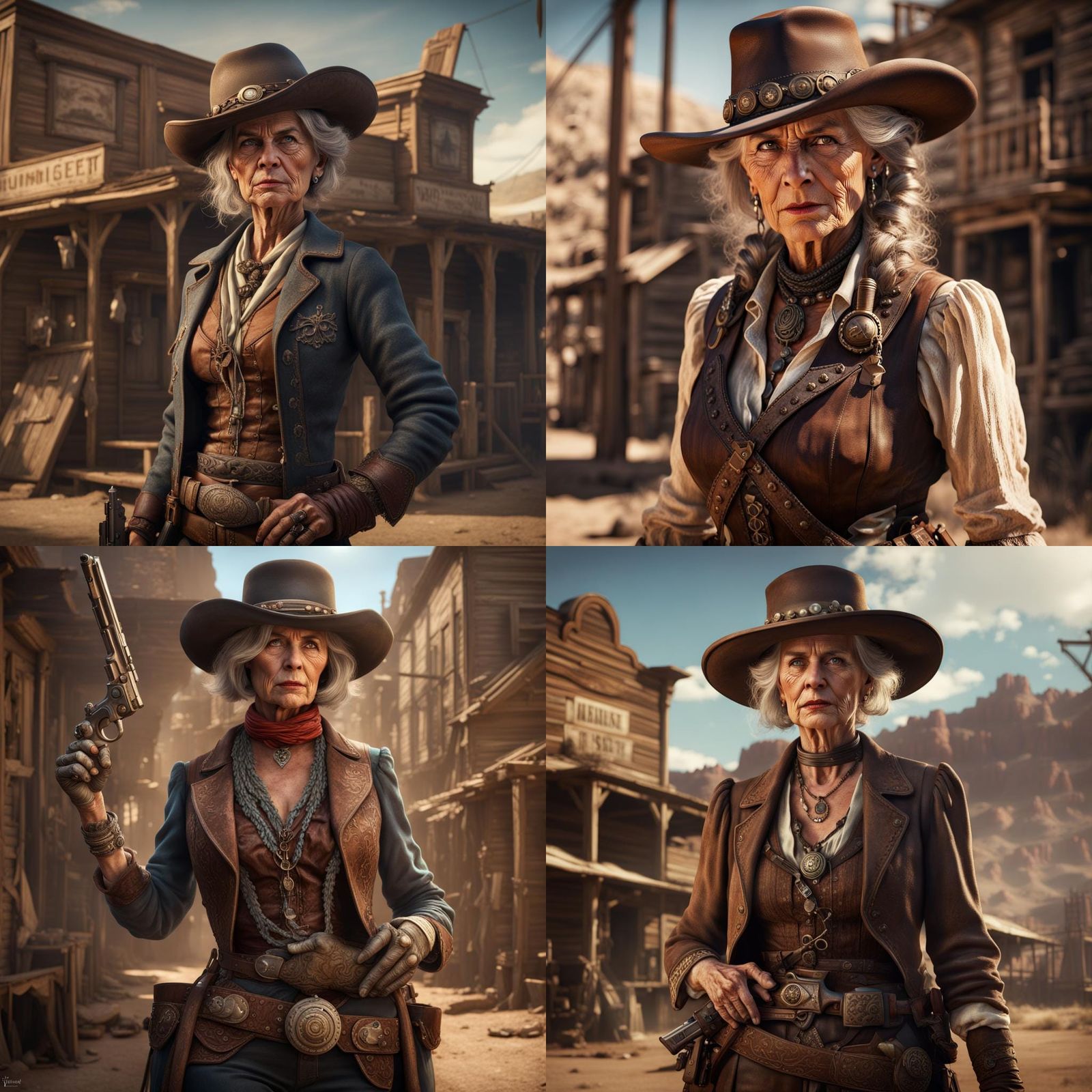 Magical Wild West: An Elderly Gunslinger in Vintage Photo