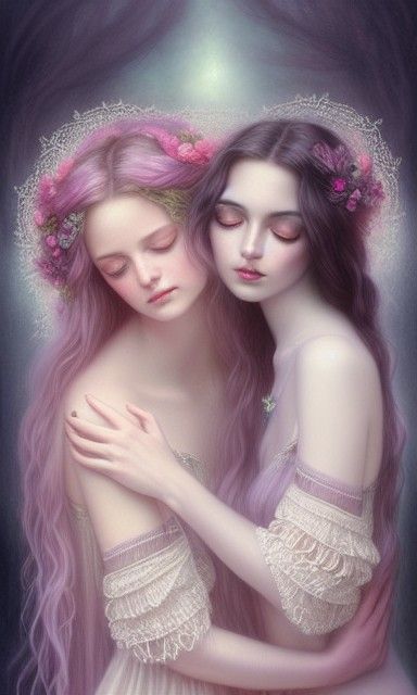 Romantic Goddesses in Rococo Lace, Pastel Colors