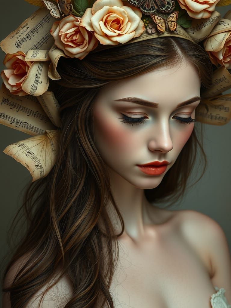 Enigmatic Woman in Mystical Headdress