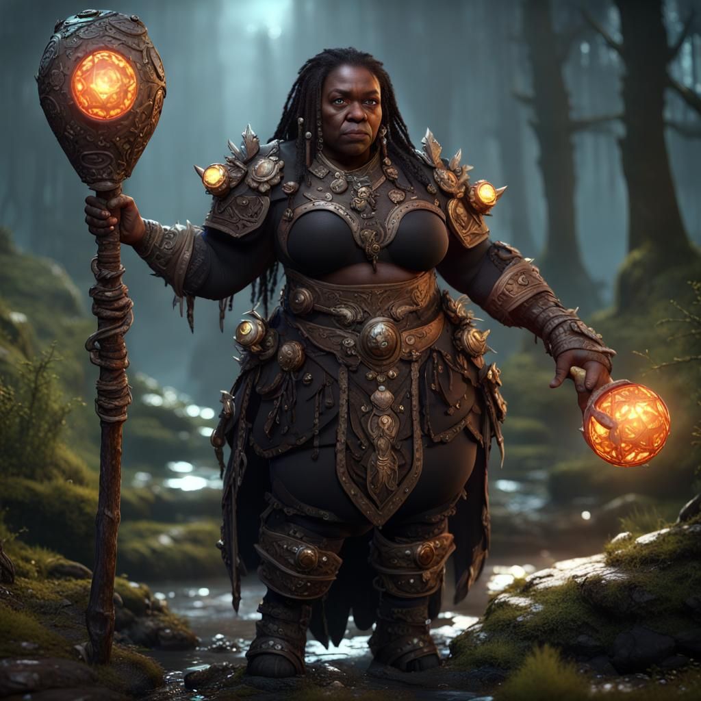 Voodoo Dwarf Druid in a Bone Swamp