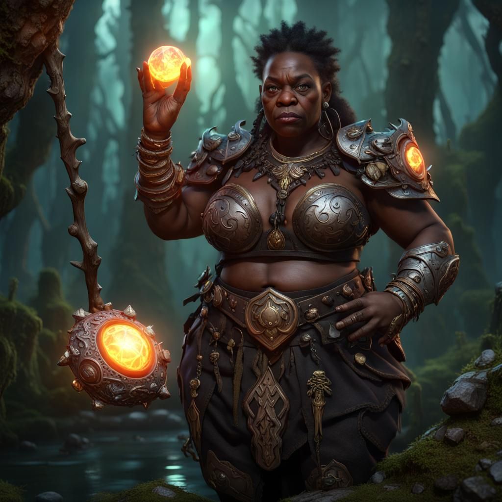 Voodoo Dwarf Druid in Swamps: 8K Unreal Engine Art