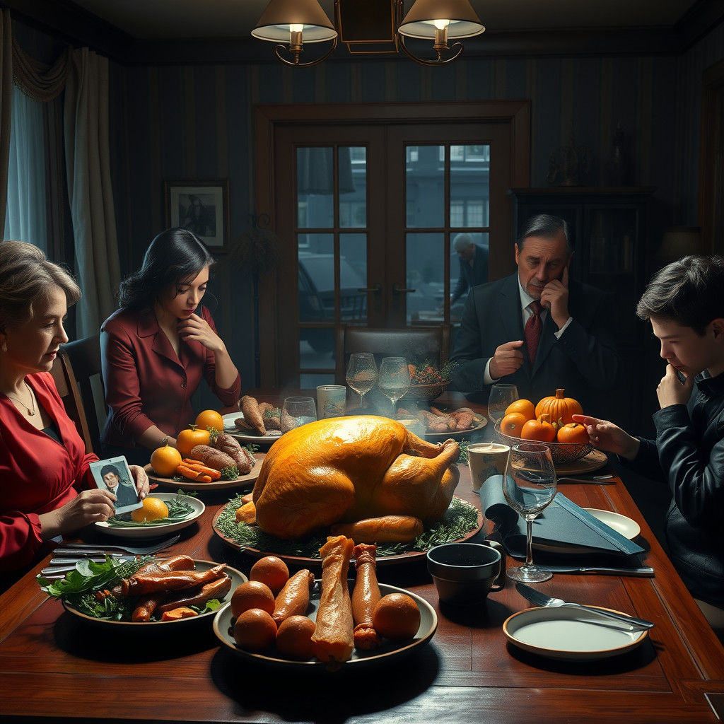 Thanksgiving Feast Juxtaposed With Poverty