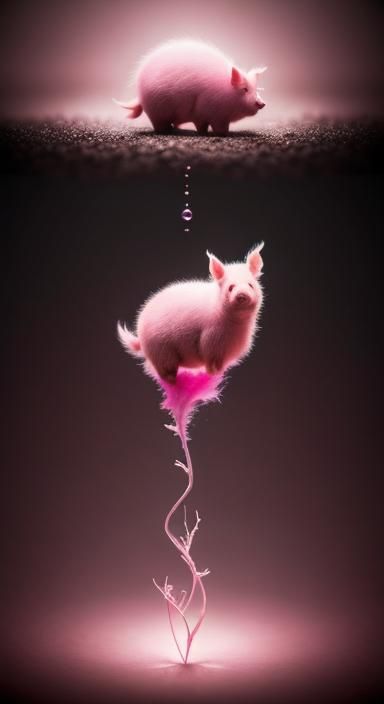 Surreal Pink Piglet-Canary Hybrid in Macro Photography