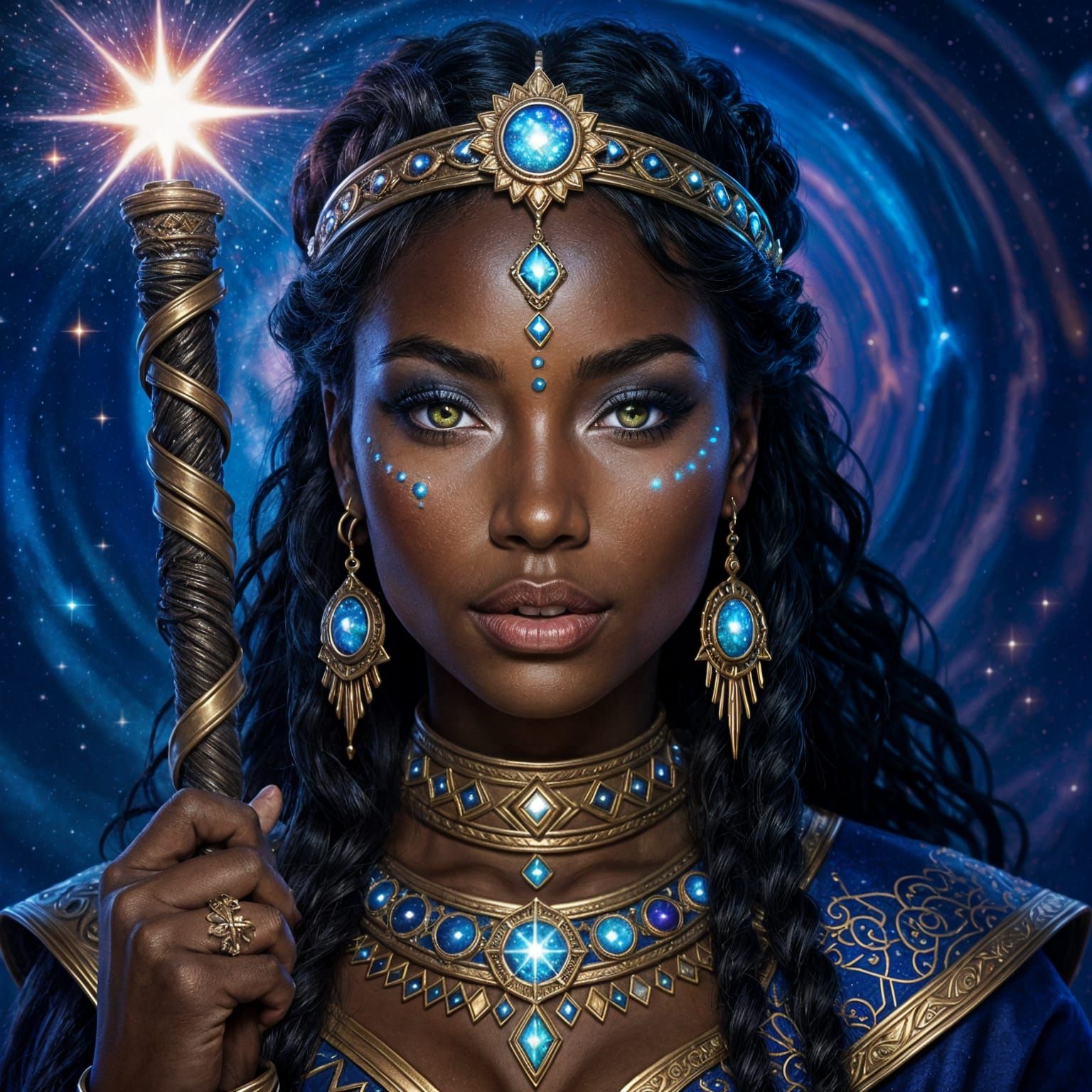 Interstellar Warrior Queen Nyamira: Celestial Path Portrait