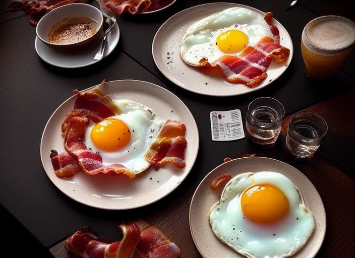 Epic Fried Eggs and Bacon Still Life