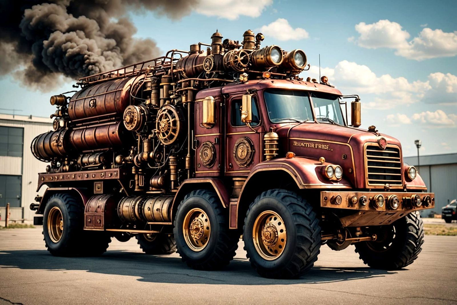 Steampunk Monster Fire Truck Engine