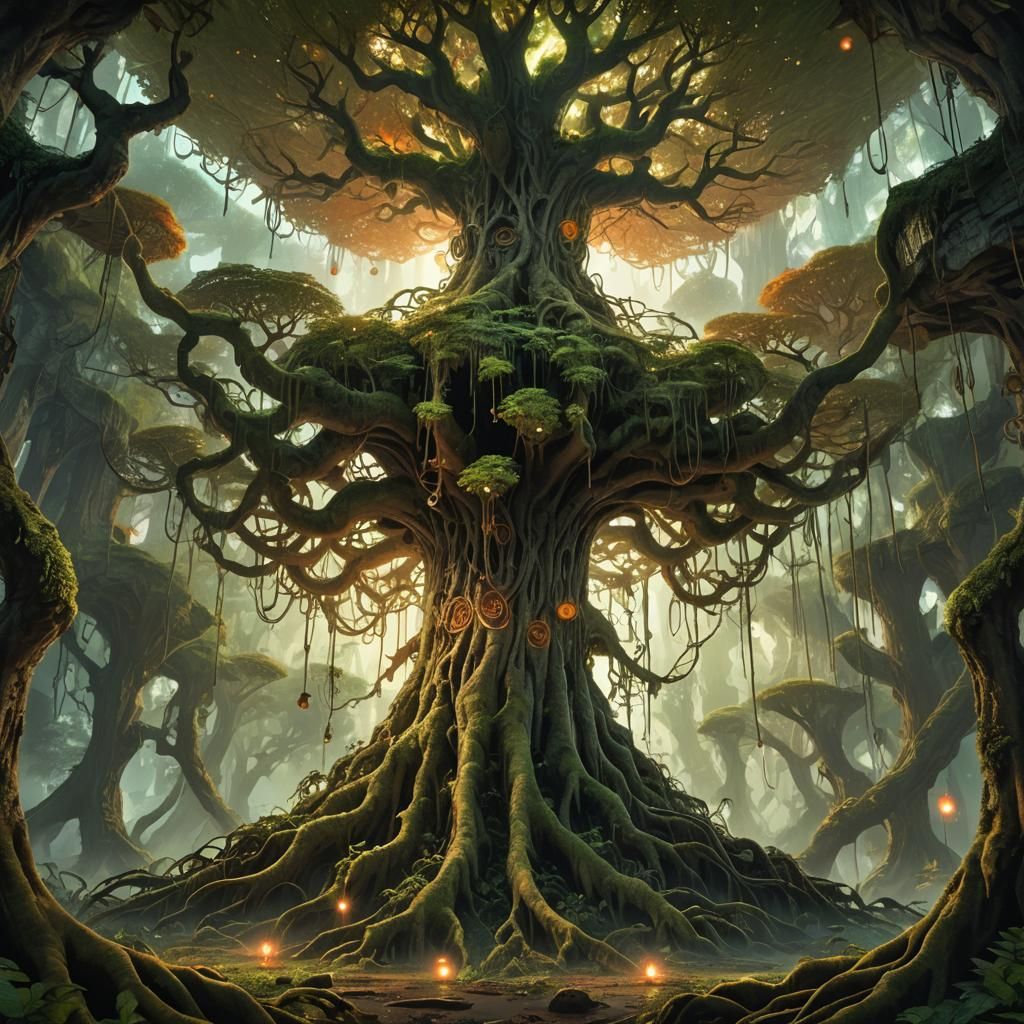 Fantastical Upside-Down Forest Matte Painting