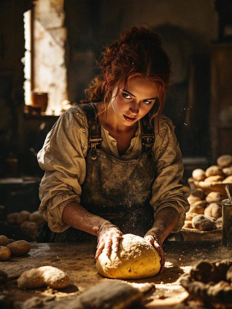 Renaissance Baker with Flour, Dramatic Lighting