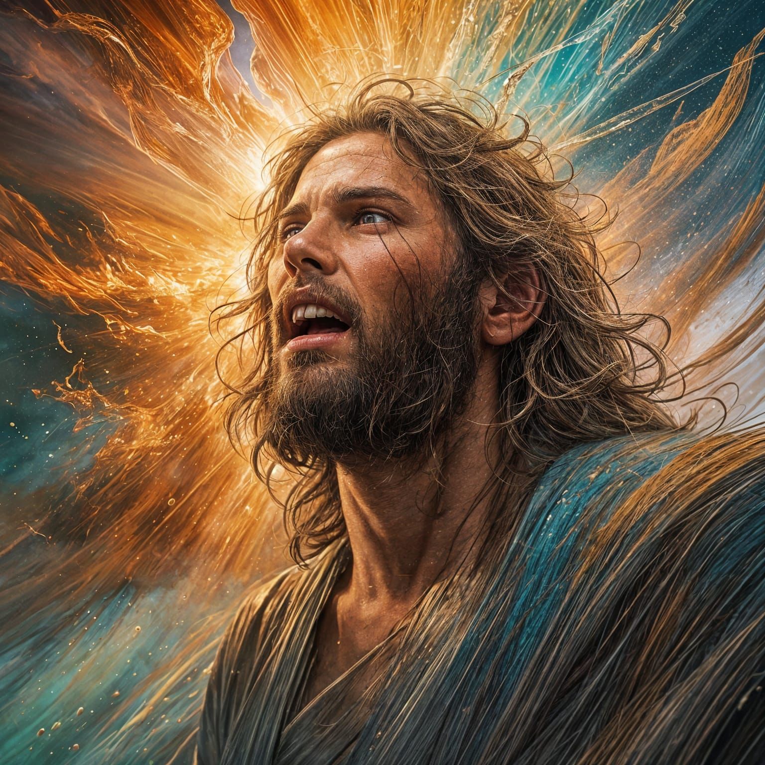 Risen Jesus Returns to Chaotic World: Hyperrealistic Splash ...