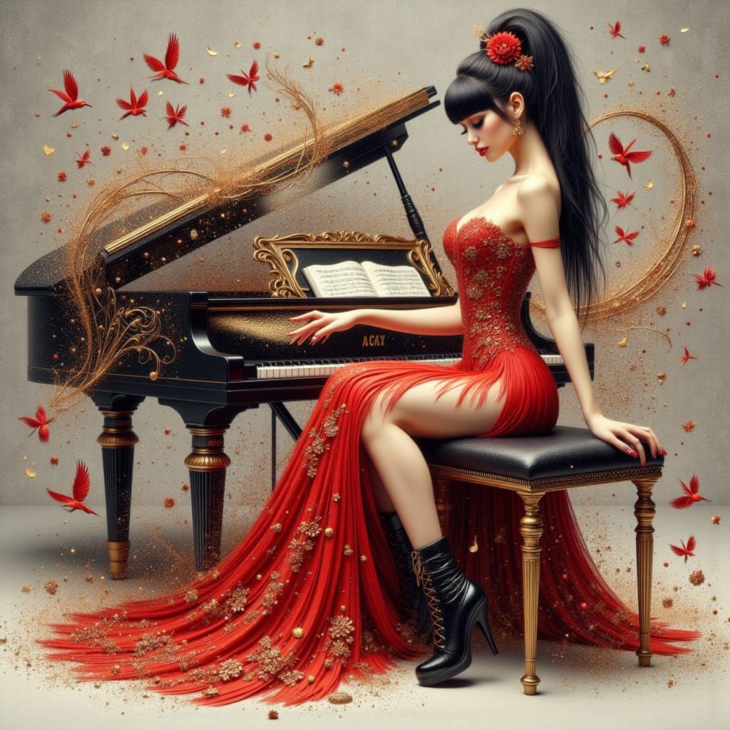 Woman plays piano