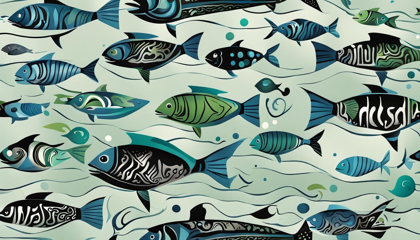 Egyptian Cartoon Fish in Typography Art