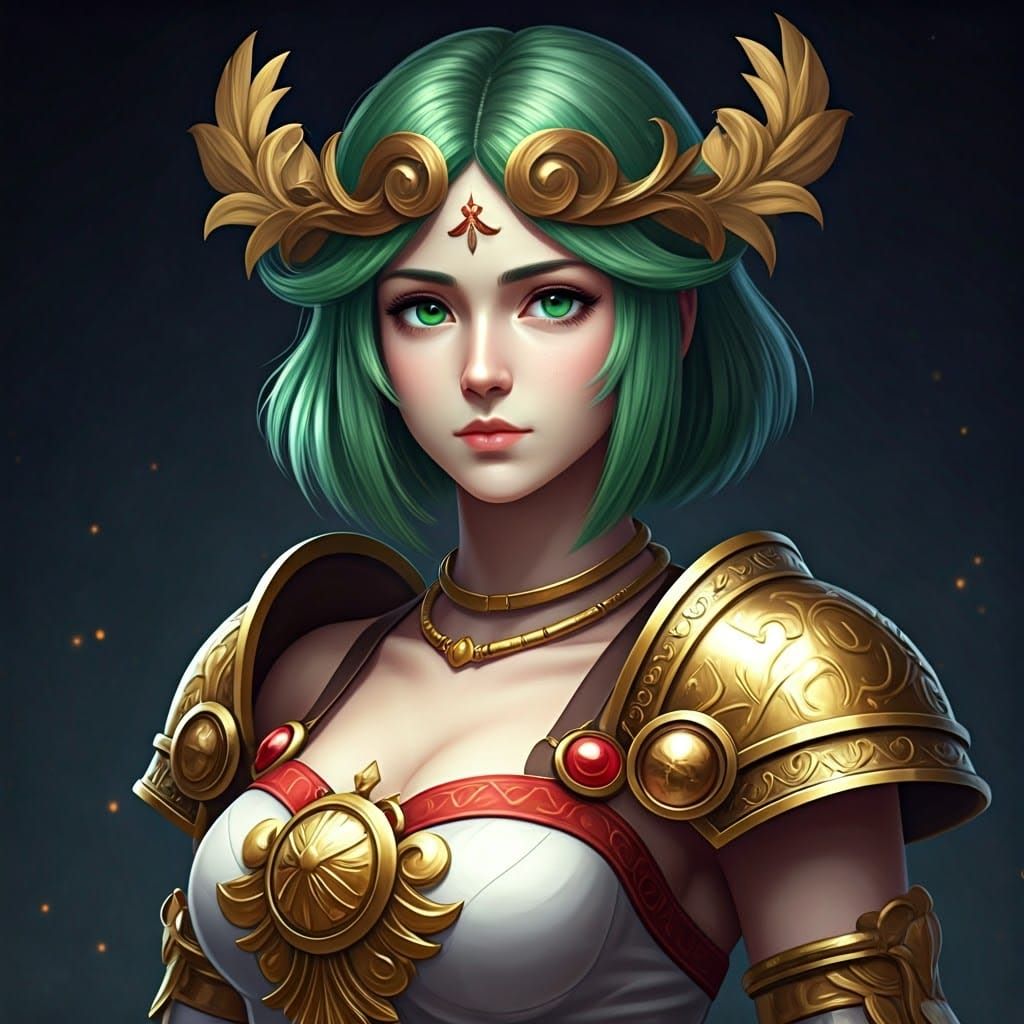 Lady Palutena with Bob Haircut in Detailed Armor