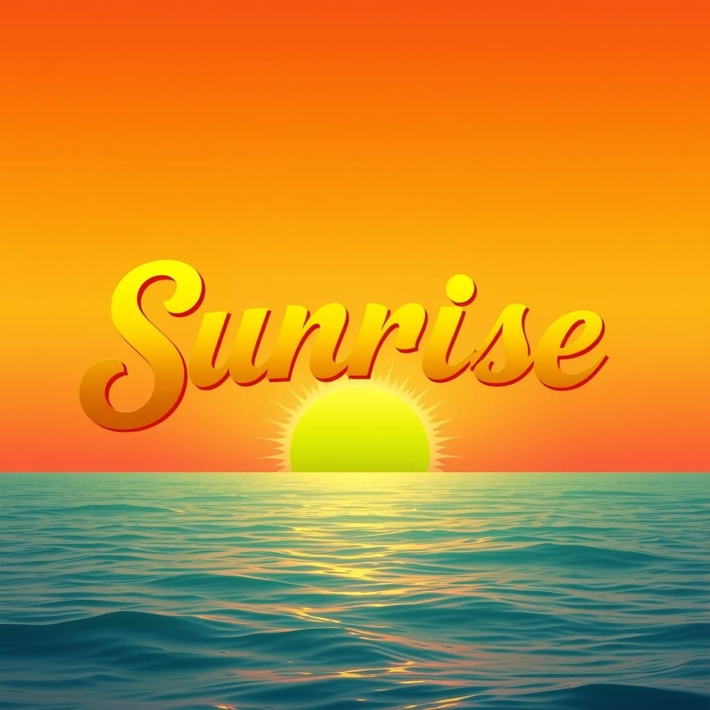 Stylized Sunrise in Vibrant Sunset Sky with Radiant Sun