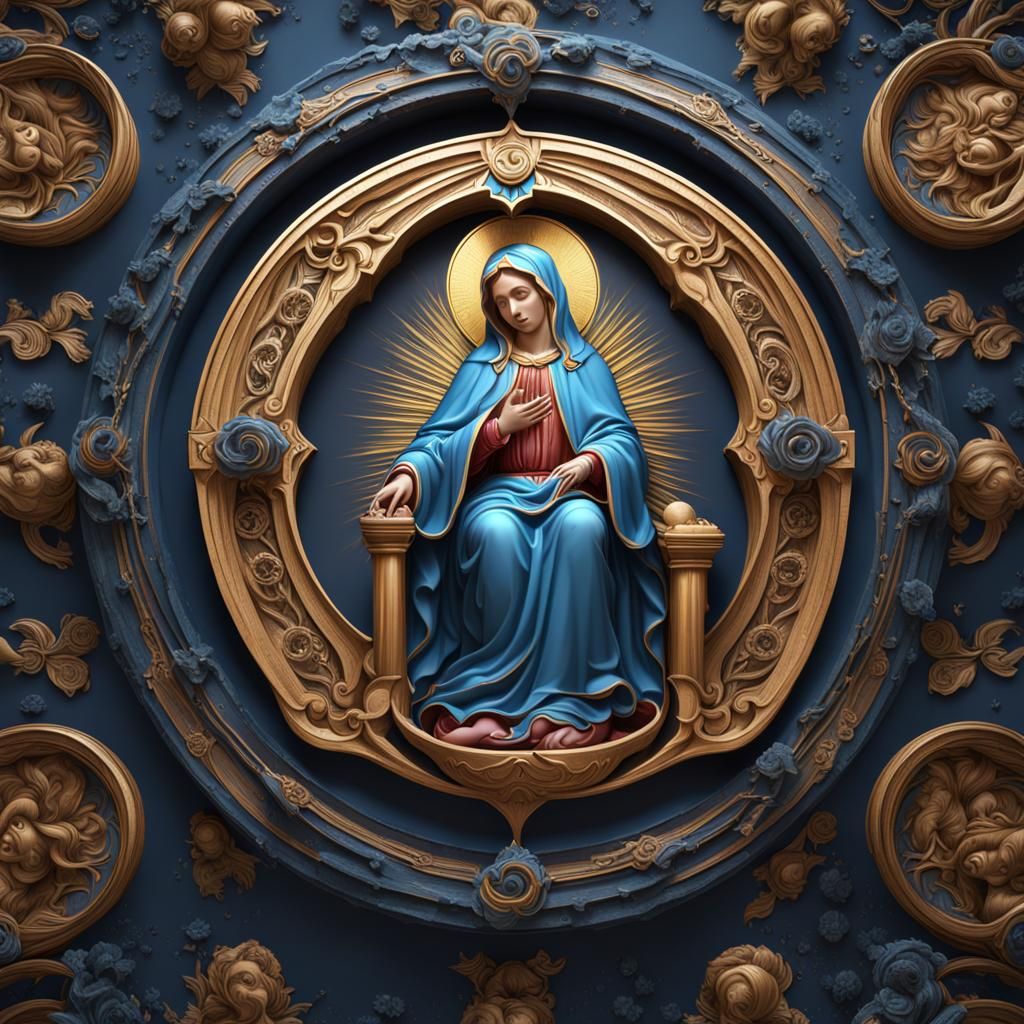 Virgin Mary Halo Metallic Wall Carving