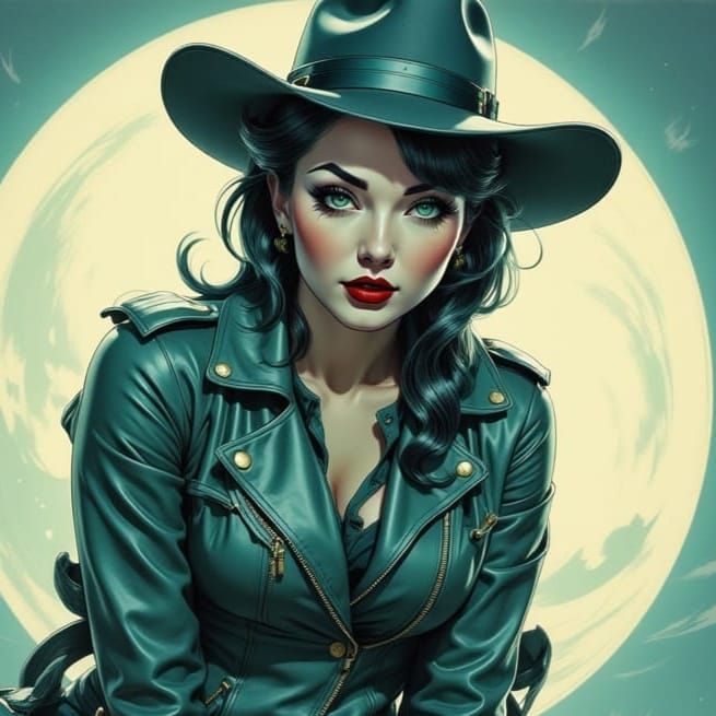 Japanese Woman with Knife in Moonlight, Hyperdetailed