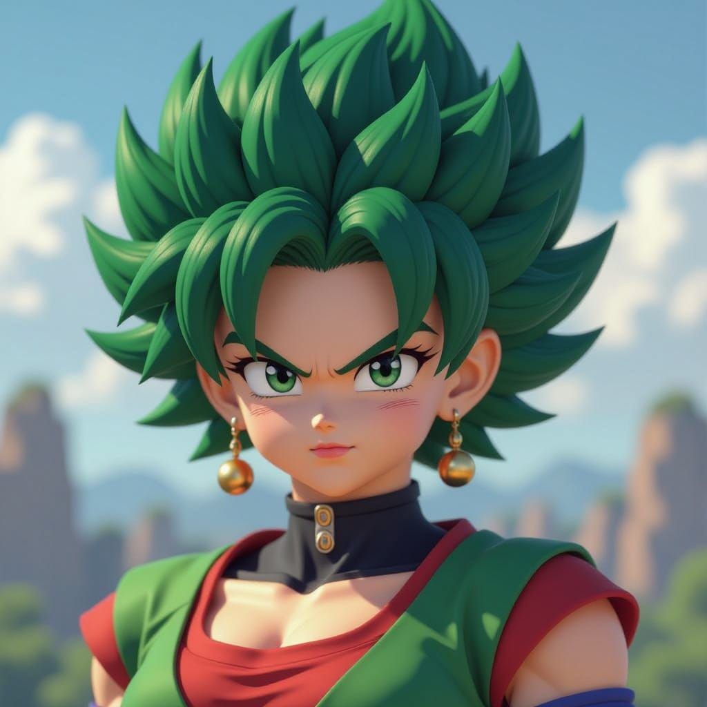 Realistic Kefla Portrait in Dynamic Saiyan Style