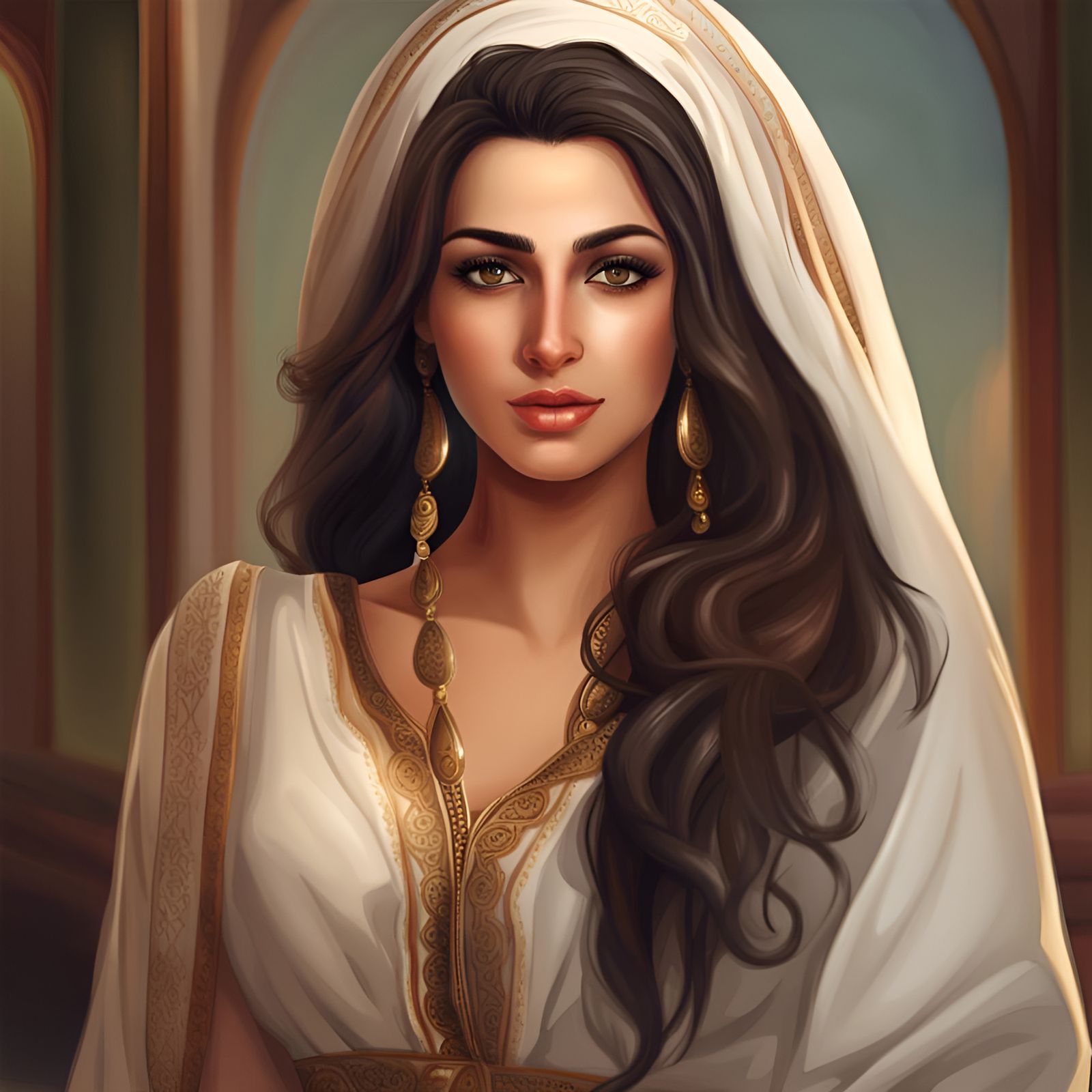 Realistic Portrait of a Beautiful Lebanese Woman
