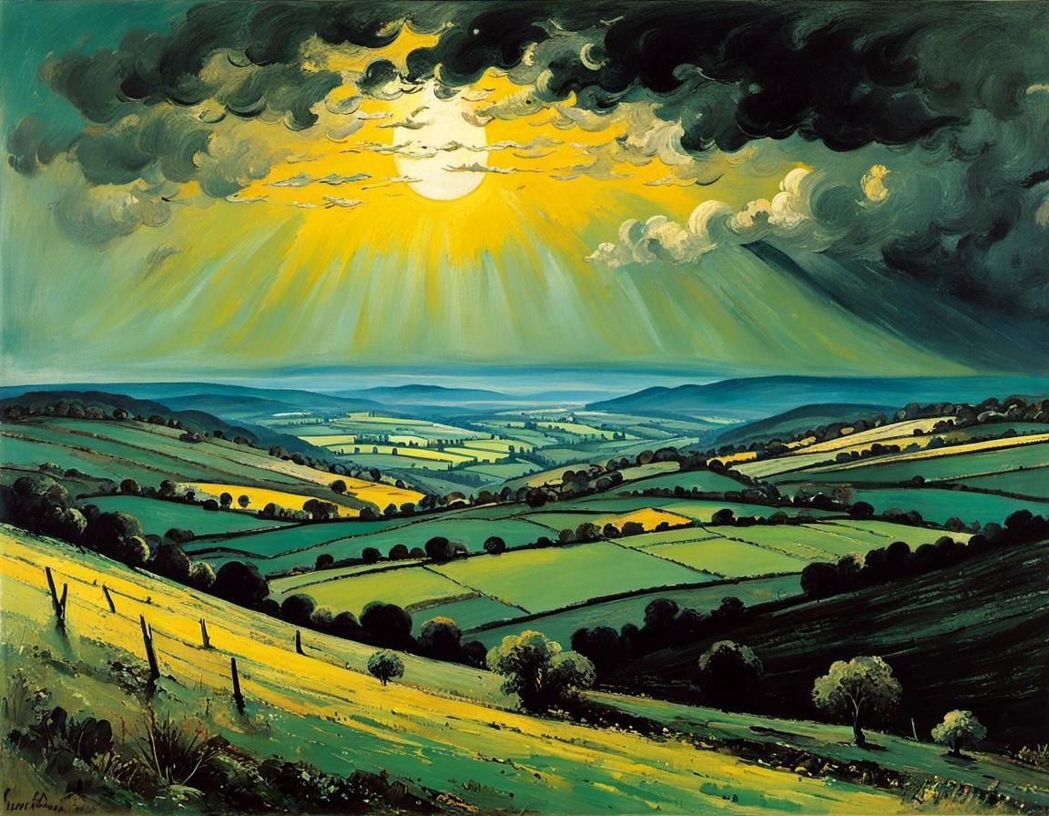 Spring Weather Over Hilly Landscape