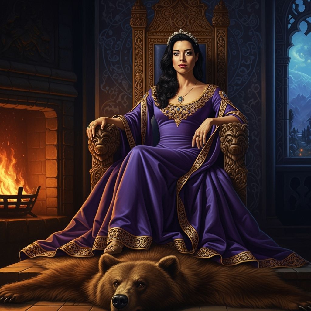 Viking Queen on Throne: Fantasy Art