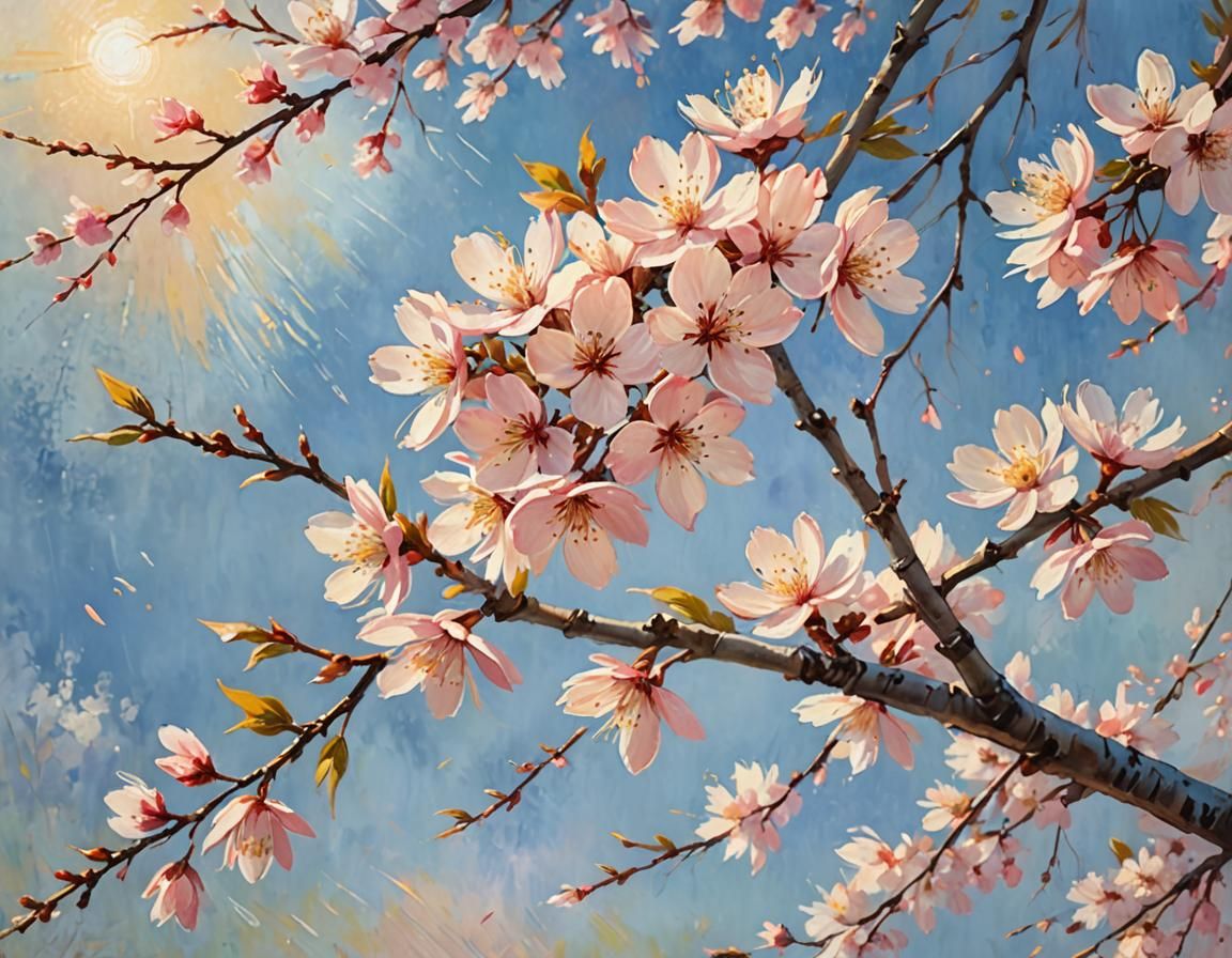 Dreamy Cherry Blossoms in Impressionist Style
