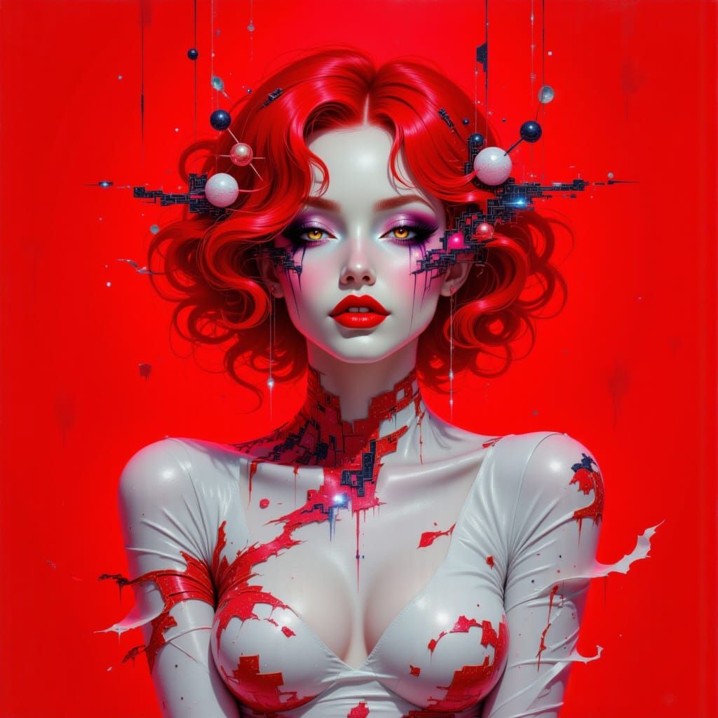 White on Red: AI Generated Minimalist Image