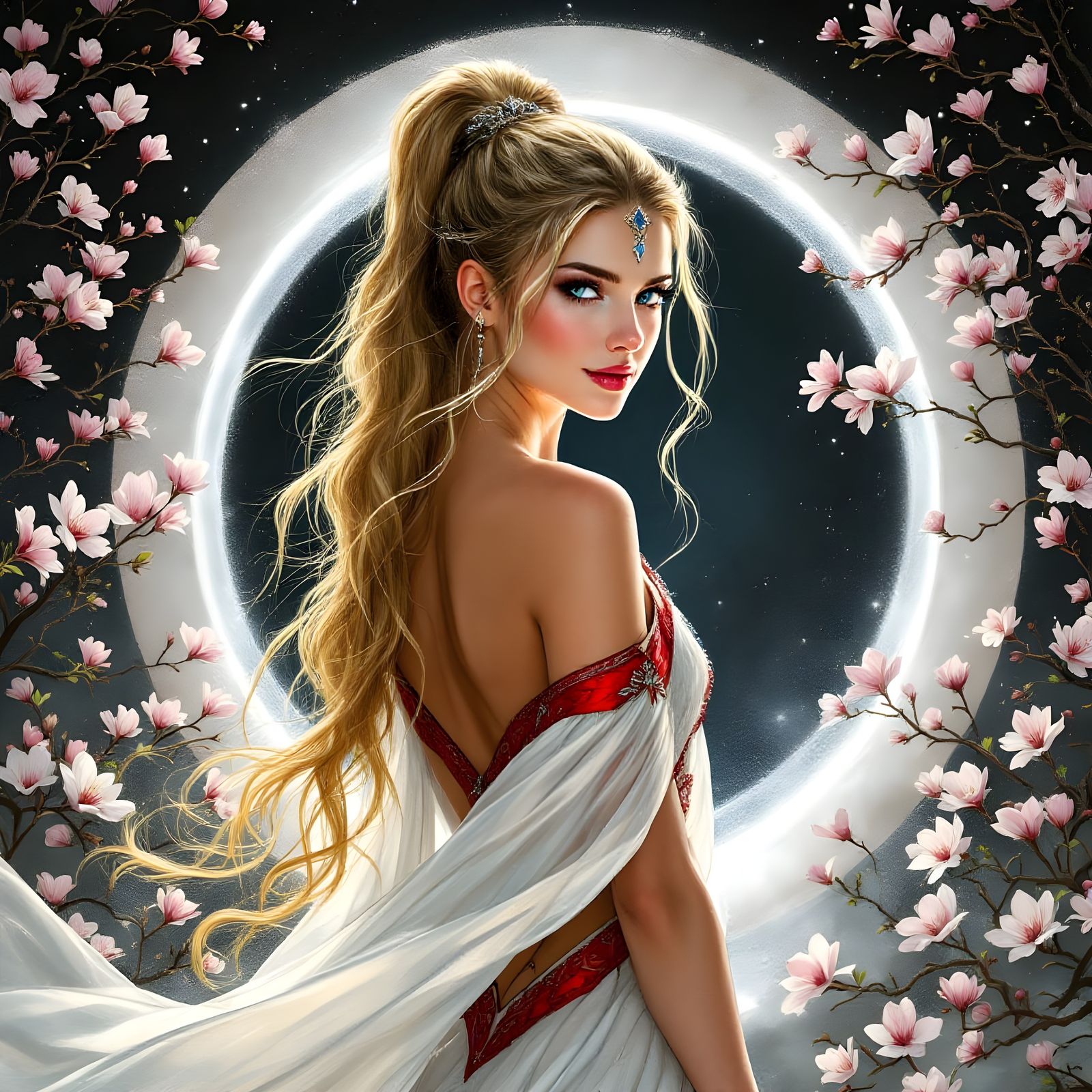 Stunning Norse Goddess with Long Blonde Hair and Warm Smile